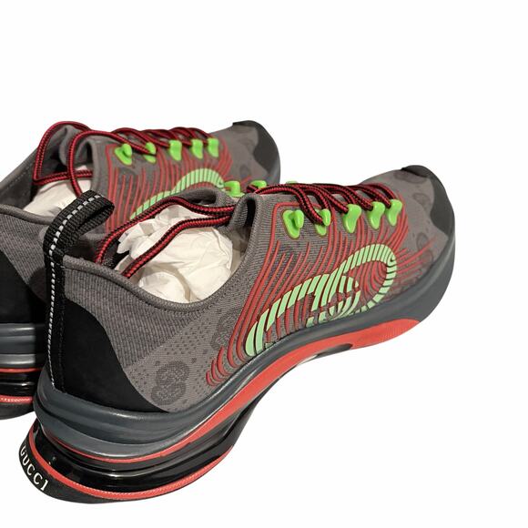 Gucci Ultrapace GG Monogram Sneakers Red Green Web Neon Men’s Size 12 New main image 11